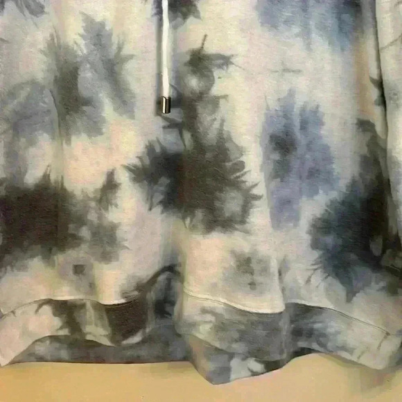 Cyrus Navy and Gray Tie Dye Hooded Drawstring Sweatshirt Hoodie Size L - Picture 3 of 7